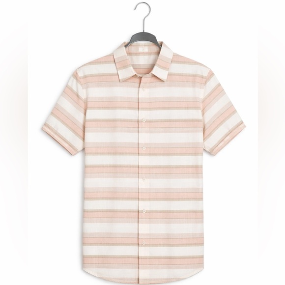 Hurley Other - Hurley OAO Lido Stripe Button Up Shirt Men’s Medium Pink Cream NEW With Tags